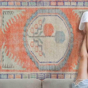 Boho Floral Pattern Rug, Faded Rugs, Minimal Rugs, Anatolian Rug, Turkish Rug, Decorative Rug, Non Slip Rug, Wedding Rug, Rose Pattern Rug,