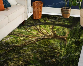 Machine Washable Rugs, Farmhouse Rug, Floor Rug, Colorful Rugs, View Rugs, View Rug, Kitchen Rug, Old Tree Landscape Rugs, Home Decor Rug,