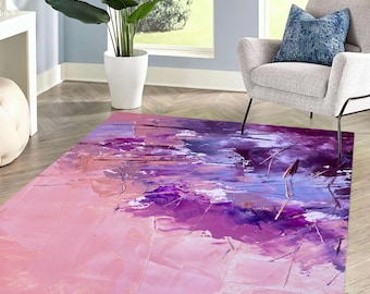 Pink And Purple Painting Rugs, Pink Rugs, Colorful Rug, Modern Rug, Dining Room Rug, Gift Rug, Pattern Rug, Small Rug, Bath Rug,