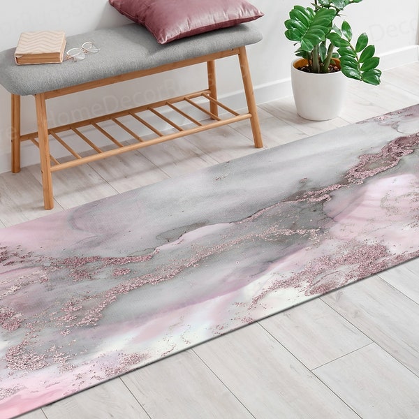 Gray Marble Rug, Small Rugs, Bridesmaid Gift Rug, Classic Rug, Modern Rug, Pink Marble Rugs, Pink And Gray Rug, Personalized Rug, Luxury Rug