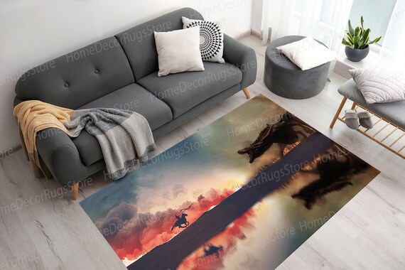 Modern Rug, Famous Movie Rug, Cool Rug, Step Rug, Hallway Rug, Game of Throne Dragon War Rugs, Movie Room Rug, Salon Rugs, Man Cave Rug,