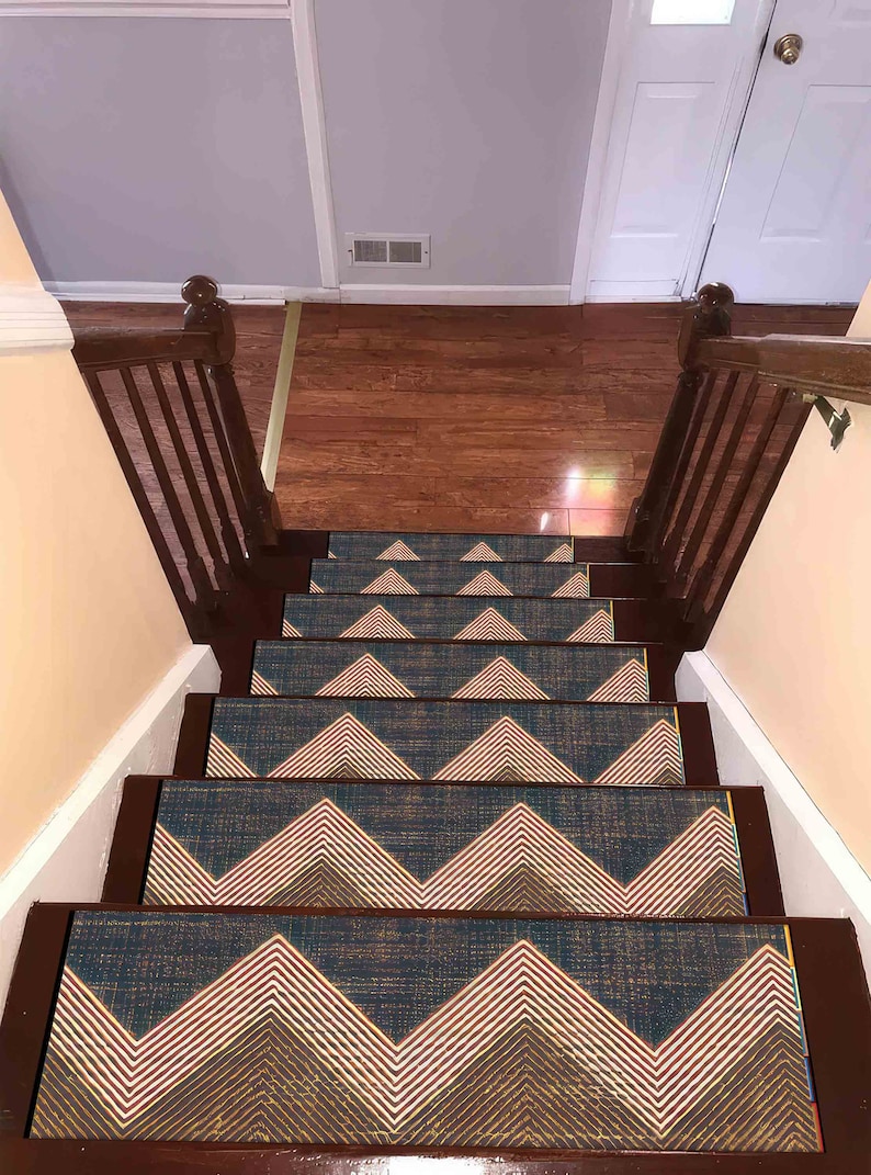 Kilim Design Stair Rug, Ethnic Pattern, Anti-Slip Carpet image 5