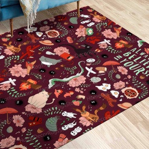Anime Rug, Anime Characters Rug, Chenille Rug, Luxury Rug, Always Believe Yourself Rug, Trendy Rugs, Housewarming Gift Rug, Thick Rug,