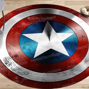 Captain America Rug, Gift Boy Him, Captain America Shild Rugs, Movie Rug, Personalized Rug, Bedroom Rug, Living Room Rug, Boy Room Decor,