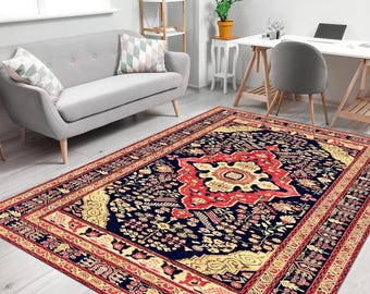 Vintage Pattern Rug, Beige Rugs, Blue Rug, Farmhouse Decor Rug, Turkish Rug, Non Slip Rug, Decorative Rug, Bridesmaid Gift, Outdoor Rug,