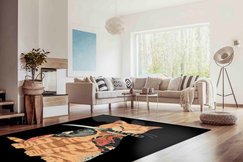Outdoor Rug, Rugs, Anime Rugs, Salon Decor Rugs, Japanese Rug, Colorful Rug, Kitchen Rug, Modern Rug, Bedroom Rugs, Area Rug, Anime Cat Rug, image 6