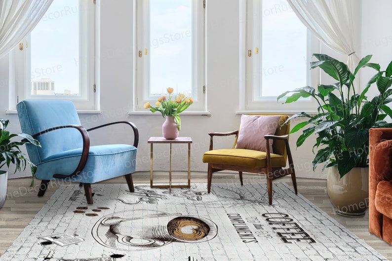 Kitchen Rug Modern Rugs, Popular Rug, Kitchen Rug, Coffee Rug, Pattern Rug, Large Rugs, Car Mat Rug, Coffee Lover Rug, Machine Washable Rug, image 2