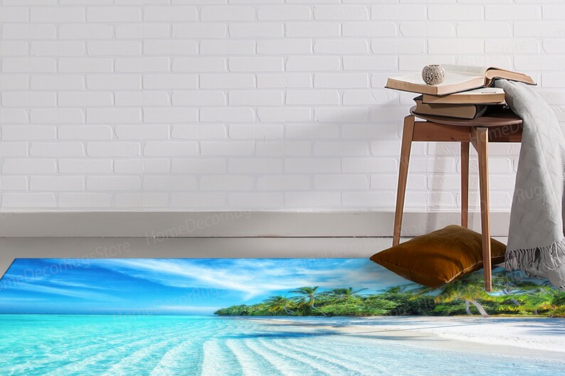 Thick Rugs, Tropical Ocean Rug, View Rug, Tropical Ocean Rugs, Corridor Rugs, View Rug Coastal Decor Rugs, Chenille Rugs, Salon Decor Rugs, image 7