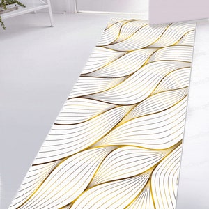 Golden Striped Rug, Gold and White Rug, Gold Rugs, Modern Rugs, Bath Rug, Popular Rug, Stair Rug, Nursery Rug, Luxury Rug, Minimal Rug,