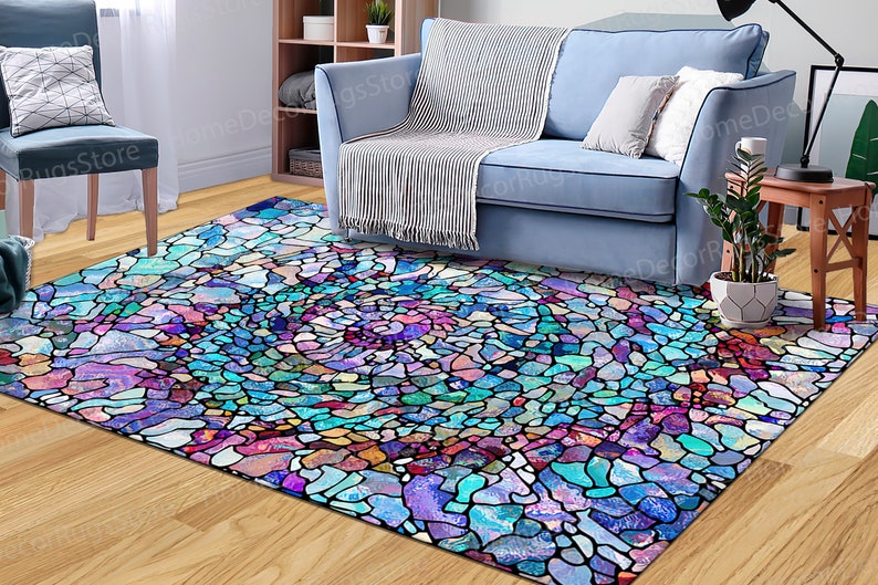 Stained Rug Design Stained Glass Effect Rug, Modern Rugs, Salon Rug, Housewarming Gift Rug ...