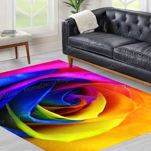 Cool Rug, Colorful Rose Rug, Floral Rug, Colorful Rug, Luxury Rug, Flower Rug, Personalized Gifts Rugs, Floral Rugs, Salon Decor Rugs,