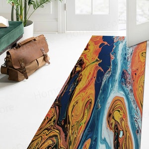 Orange And Blue Rug, Outdoor Rugs, Cool Rugs, Salon Decor Rugs, Orange Rugs, Abstract Rugs, Modern Rug, Living Room Rug, Luxury Rug, image 4