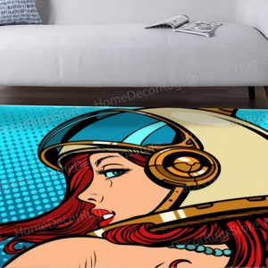 Woman Rugs, Pop Art Astronaut Woman Rug, Modern Rugs, Luxury Rugs, Home Decor Rug, Corridor Rugs, Large Rugs, Popular Rugs, Step Rug,