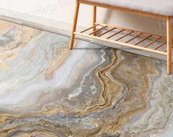 Gift For The Home Rug, Thin Rug, Alcohol Ink Rugs, Modern Marble Rugs, Beige And Brown Marble Rug, Soft Tones Marble Rugs, Customs Rugs,