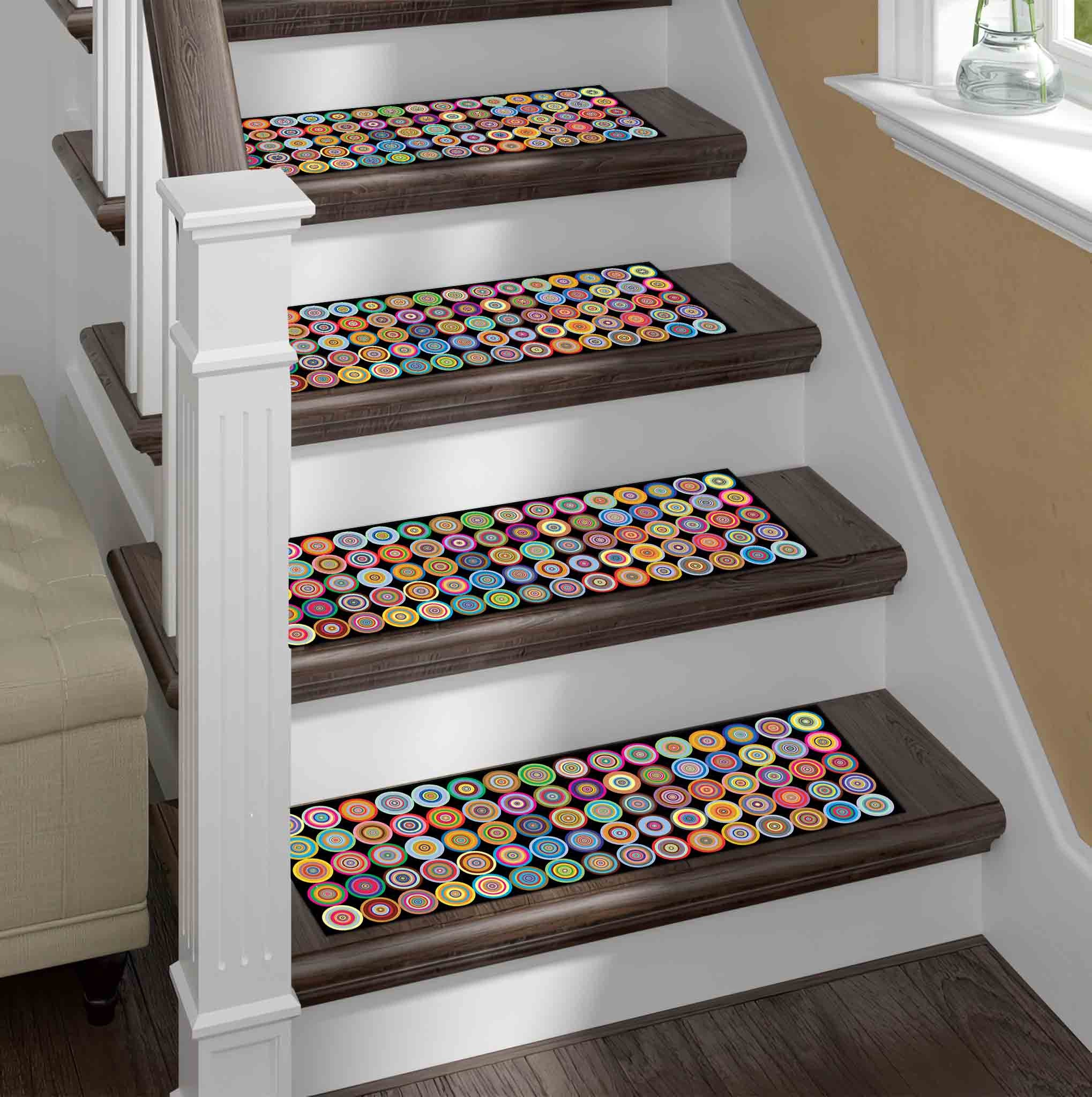 Short Rug For Step Colorful Step Rug, Summer Rug, Funny Rug, Modern Rugs, Washable Stair ...