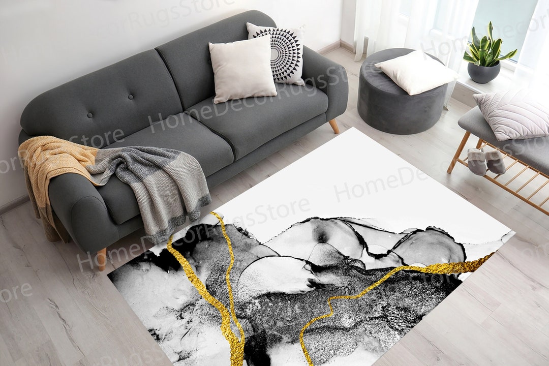 Black Marble Rugs, Modern Rugs, Luxury Marble Rugs, Dining Room Rugs ...
