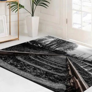 Railway Landscape Rugs, Thick Rugs, Office Decor Rugs, Indoor Rug, Nostalgic Rug, Gift For The Home Rugs, View Rugs, Decorative Rugs,