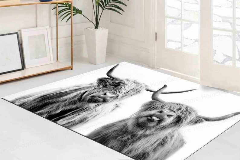 Soft Rug Kitchen Rugs Highland Cow Rugs Highland Rugs Etsy