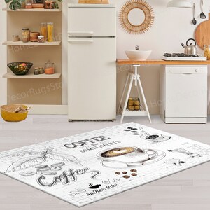 Kitchen Rug Modern Rugs, Popular Rug, Kitchen Rug, Coffee Rug, Pattern Rug, Large Rugs, Car Mat Rug, Coffee Lover Rug, Machine Washable Rug, image 3