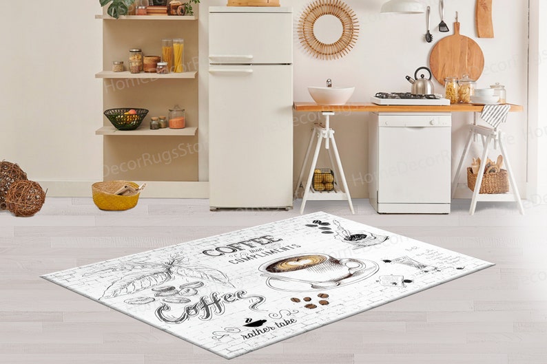 Kitchen Rug Modern Rugs, Popular Rug, Kitchen Rug, Coffee Rug, Pattern Rug, Large Rugs, Car Mat Rug, Coffee Lover Rug, Machine Washable Rug, image 3