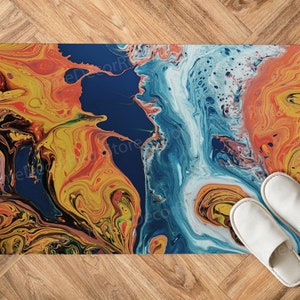 Orange And Blue Rug, Outdoor Rugs, Cool Rugs, Salon Decor Rugs, Orange Rugs, Abstract Rugs, Modern Rug, Living Room Rug, Luxury Rug, image 7