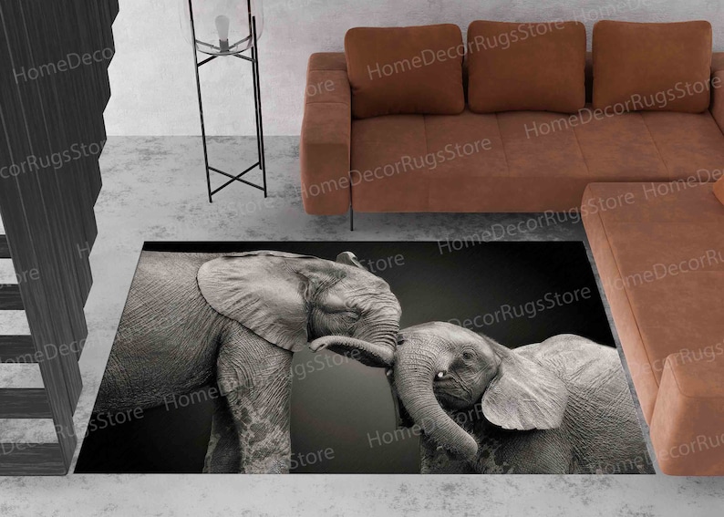 Thin Rug, Pattern Rugs, Luxury Rug, Safari Rug, Animal Rug, Elephants Love Rug, Door Mat Rug, Soft Rug, Custom Rugs, Home Decor Rugs, image 3
