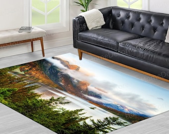 Bathroom Rugs, Glacier National Park Rug, Farmhouse Rug, View Rugs, Saint Mary Lake Landscape Rugs, Nature Landscape Rug, Kitchen Rug,