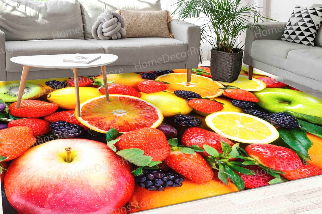 Fruits Rug, Strawberry Rugs, Kitchen Rugs, Modern Rugs, Thin Rug ...