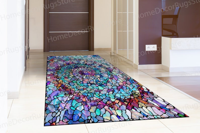 Stained Rug Design Stained Glass Effect Rug, Modern Rugs, Salon Rug, Housewarming Gift Rug ...