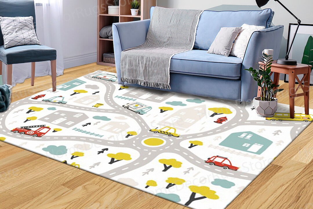 Kids Room Rug, Boy Room Rug, Play Room Rug, Salon Rug, Baby City Map ...