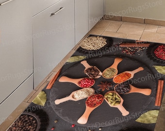 Spices Rug, Kitchen Rug, Colorful Rugs, Modern Rugs, Soft Rug, Colorful Rug, Front Door Rug, Luxury Rug, Stair Rug, Popular Rug, Home Decor,