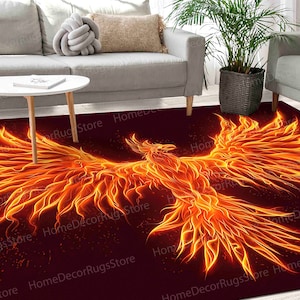 Modern Rugs, Wedding Rugs, Gift For The Home Rugs, Phoenix Rugs, Modern Rugs, Fire Bird Rug, Stair Rugs, Pattern Rugs, Bath Rugs, Large Rugs