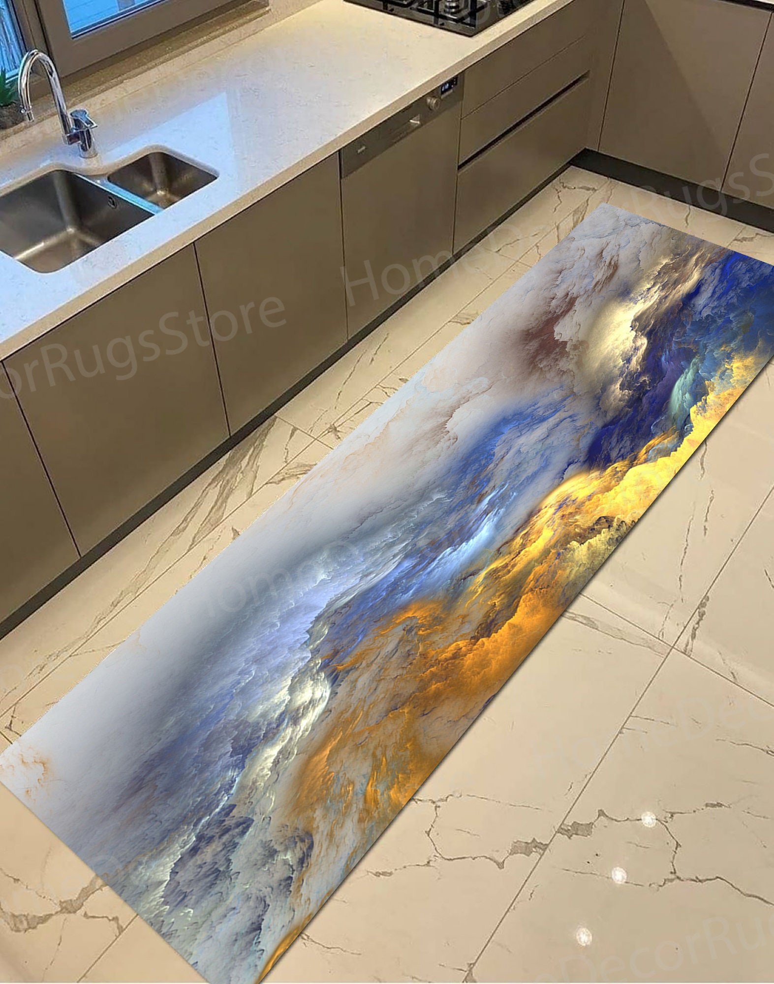 Outdoor Rugs Yellow and Blue Rug Contemporary Rugs Nursery Etsy