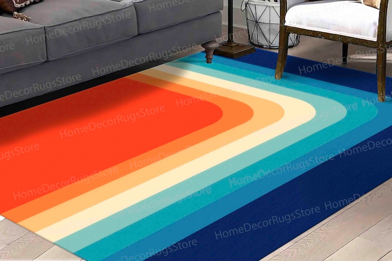 Mid Century Rugs, Accent Rugs, Modern Rug, Modern Pattern Rug, Colorful Rugs, Living Room Rug, Anti-Slip Carpet Rugs, Minimal Rugs, Bild 2