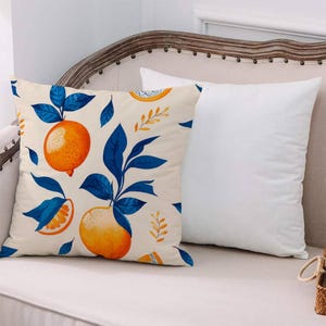 Gift For The Home, Orange Cushion Cover, Fruit Printed Pillow, Modern Pillow, Orange Painting Print Cushion, Custom Pillow, Cushion,