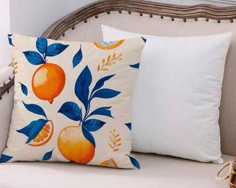 Gift For The Home, Orange Cushion Cover, Fruit Printed Pillow, Modern Pillow, Orange Painting Print Cushion, Custom Pillow, Cushion,