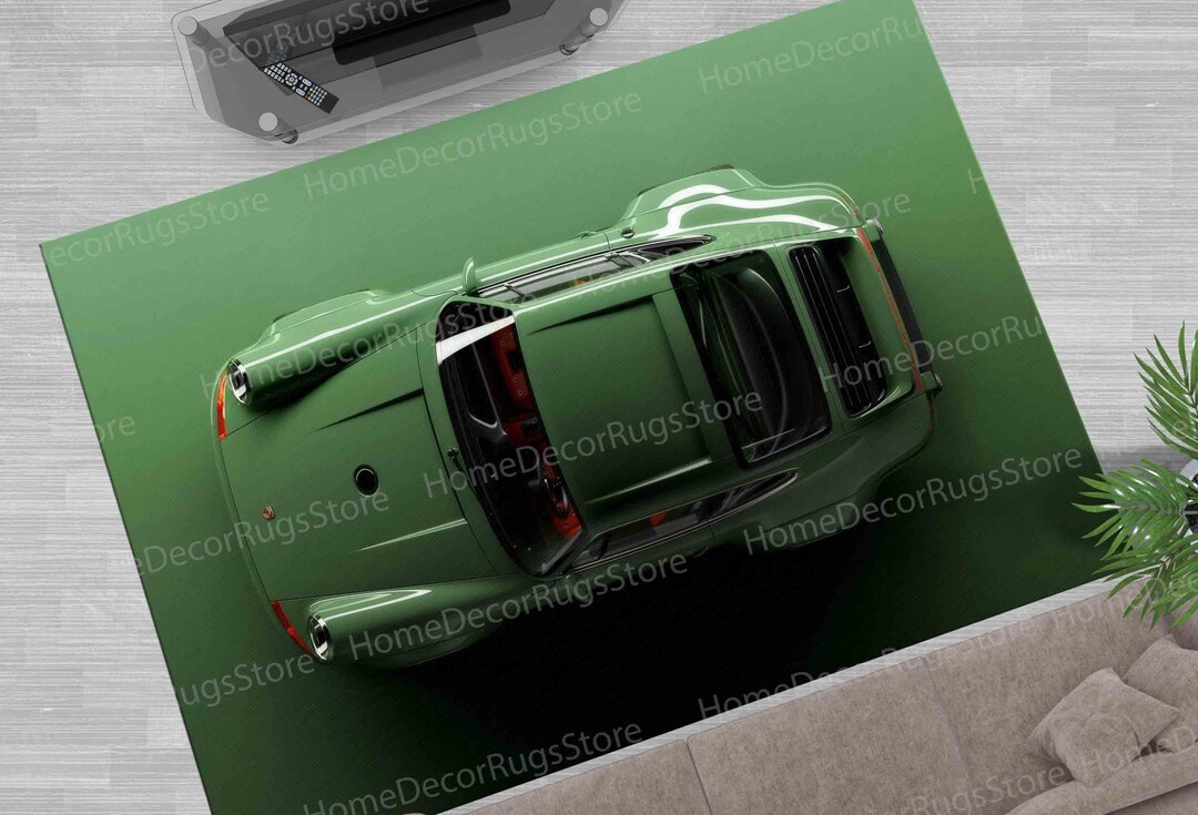3d Effect Car Rug, Modern Rugs, Living Room Rug, Green Car Rug, Non ...