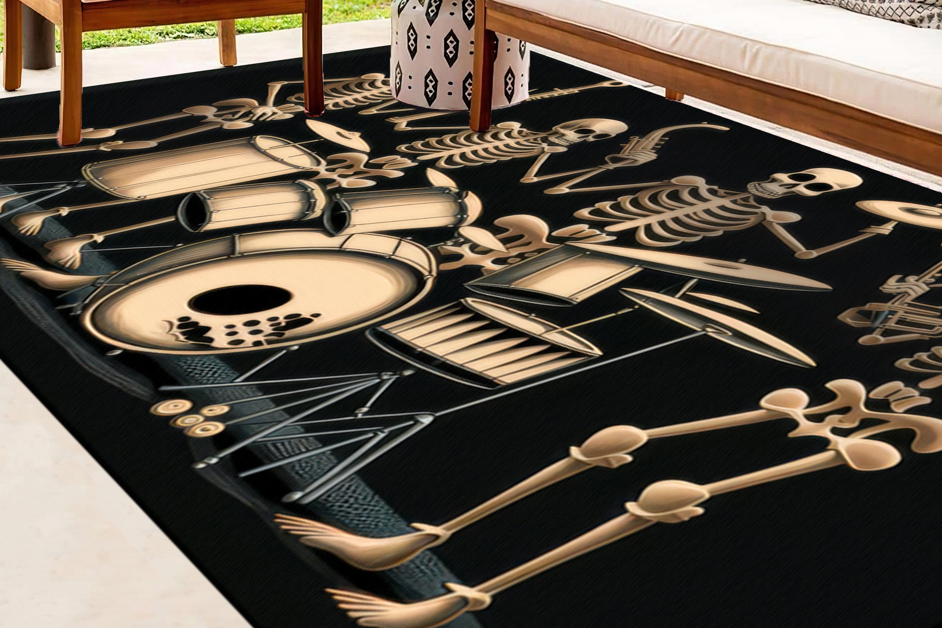 Skeleton Welcome Rug Skeleton Rugs, Abstract Rugs, Skull Rug, Music Rug, Modern Rug ...