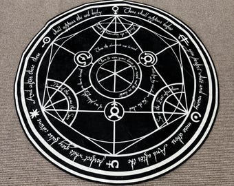 FMA Transmutation Rug, Round Rug, Manga Rugs, Modern Rug, Bedroom Rug, Soft Rug, Bath Rug, Salon Decor Rug, Office Rug, Gift For Her,