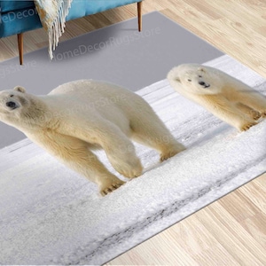 Soft Rug, 3D Printed Rugs, Car Mat Rug, Office Decor Rug, Thick Rugs, Bear Rug, Animal Rug, Bear Rug, White Bears Rug, Stair Rug,