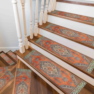 Orange Rug, Faded Rug, Oushak Rugs, Modern Rug, Easy To Clean Rug, Classic Rug, Non-Slip Carpet, Gift For Him, Stair Rug, Stair Treads Rug,