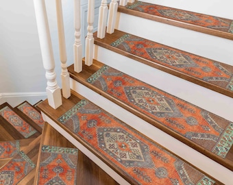 Orange Rug, Faded Rug, Oushak Rugs, Modern Rug, Easy To Clean Rug, Classic Rug, Non-Slip Carpet, Gift For Him, Stair Rug, Stair Treads Rug,