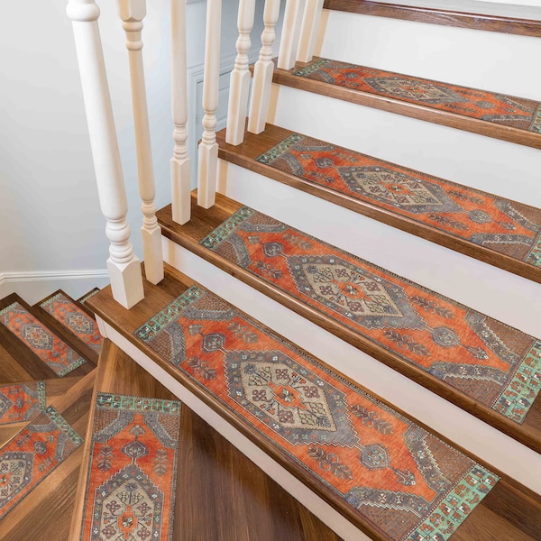 Oranje tapijt, vervaagd tapijt, Oushak-tapijten, modern tapijt, gemakkelijk schoon te maken tapijt, klassiek tapijt, antisliptapijt, cadeau voor hem, trapkleed, traptredendeken,
