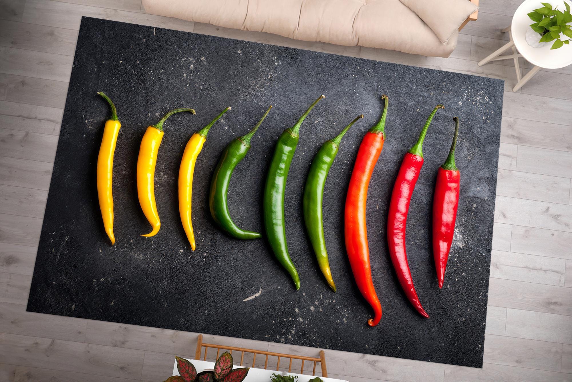 Tappeti con peperoni colorati, tappeti da cucina, tappeto con peperoni, tappeti moderni, tappeto da esterno, tappetino per auto, tappeto spesso, tappe