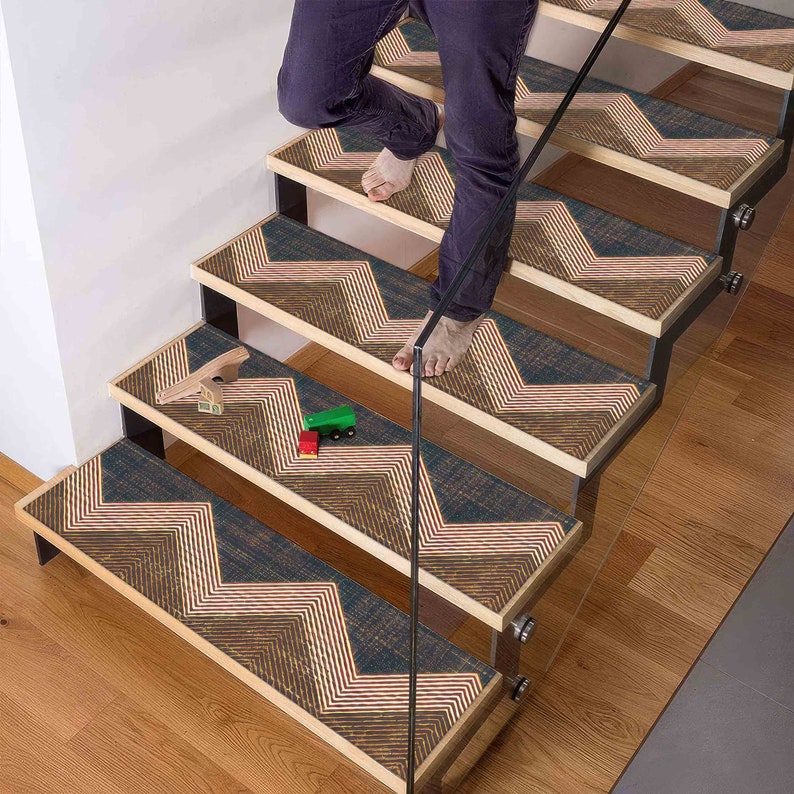 Kilim Design Stair Rug, Ethnic Pattern, Anti-Slip Carpet image 6