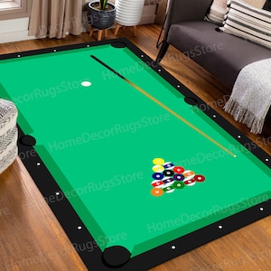 Billiards Rug, Game Room Rug, Billiards Club Rugs, Motivational Rug, Gift Rug, Chenille Rug, Thick Rug, Corridor Rug, Anti-Slip Carpet,