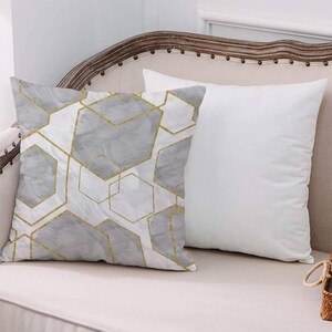 Gold Marble Cushion Cover, Modern Marble Pattern Pillow Case, Gray Marble Cushion, Modern Cushion, Printed Fabric, Gift For Her,
