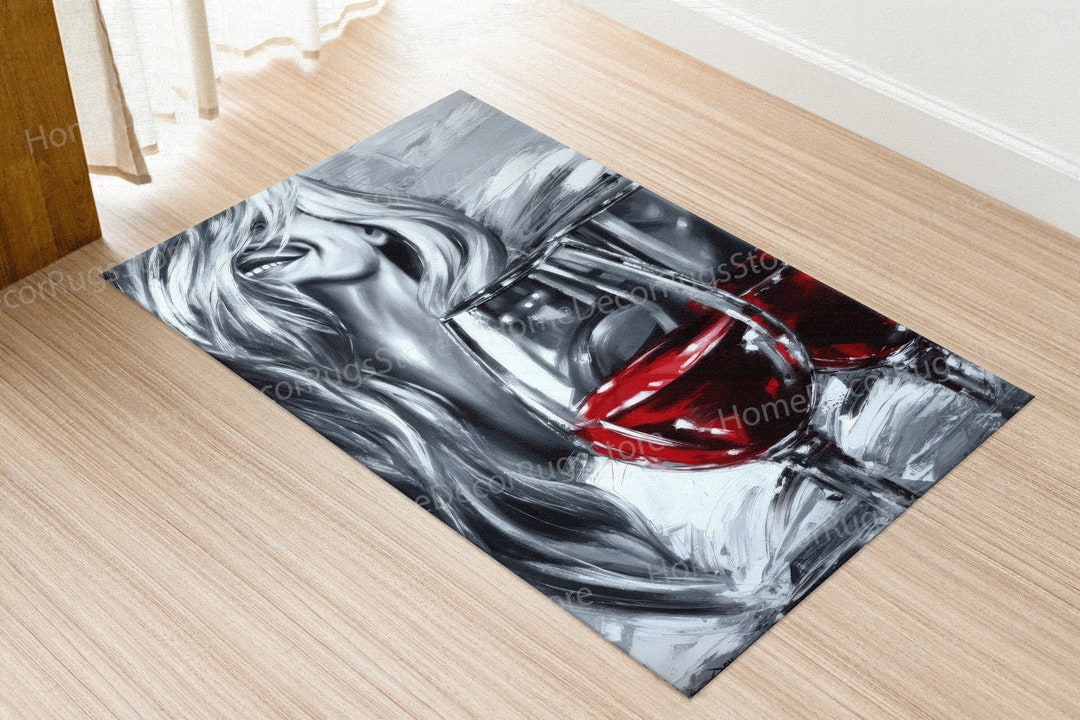 Woman and Wine Rug, Girl Room Rugs, Woman Rugs, Modern Rugs, Soft Rug ...