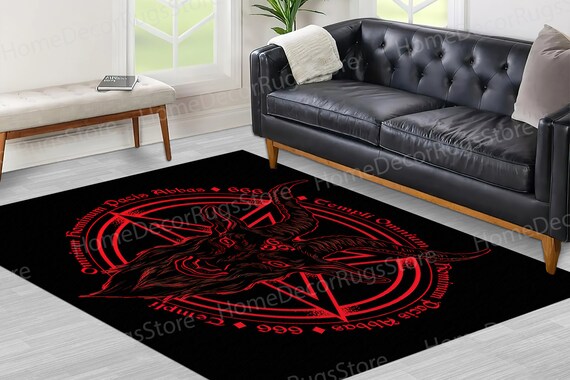 Man Cave Rug, Outdoor Rugs, Hoodoo Rug, Modern Rug, Japanese Rugs, Baphomet Rug, Black Rugs, Easy To Clean Rugs, Housewarming Gift Rug,