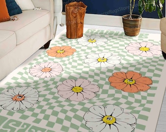 Soft Tones Rugs, Modern Rugs, Bedroom Rug, Chenille Rugs, Floral Pattern Rugs, Modern Rug, Front Door Rugs, Retro Home Decor Rugs, Area Rug,